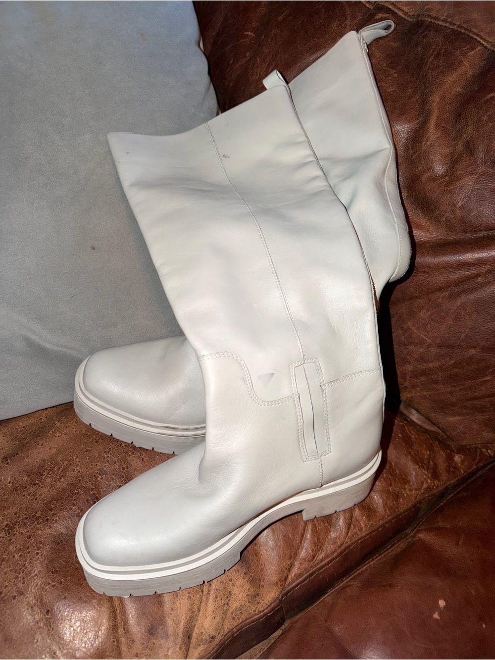 Sam Edelman Cream Mid-Calf Platform Heeled Boots